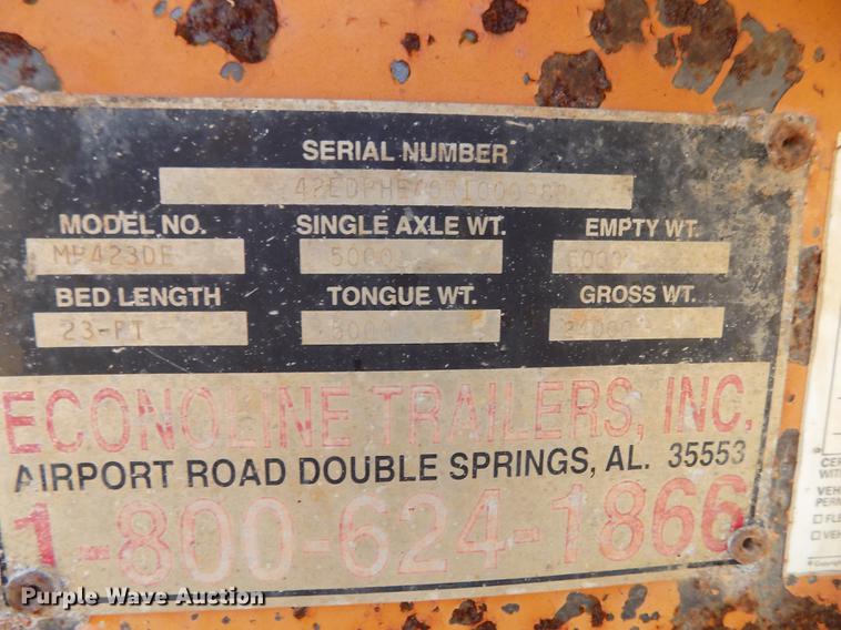 image for item DD5359 1994 Econoline MP423DE utility trailer