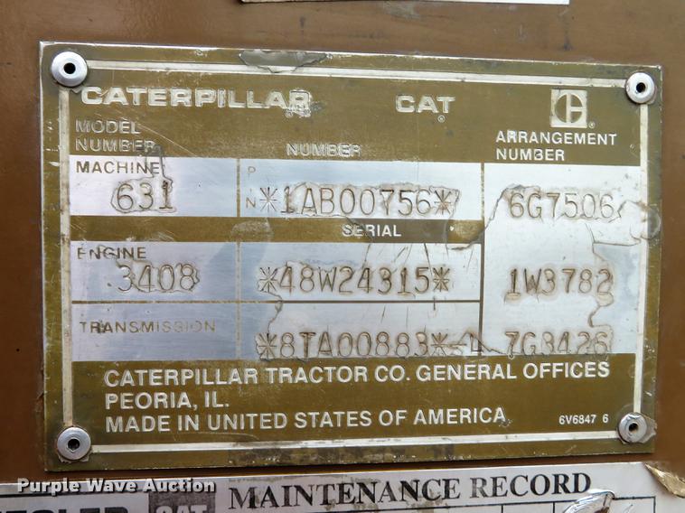 image for item DE5061 1987 Caterpillar 631E conventional scraper