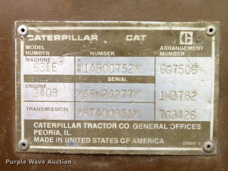 image for item DE5065 1987 Caterpillar 631E conventional scraper