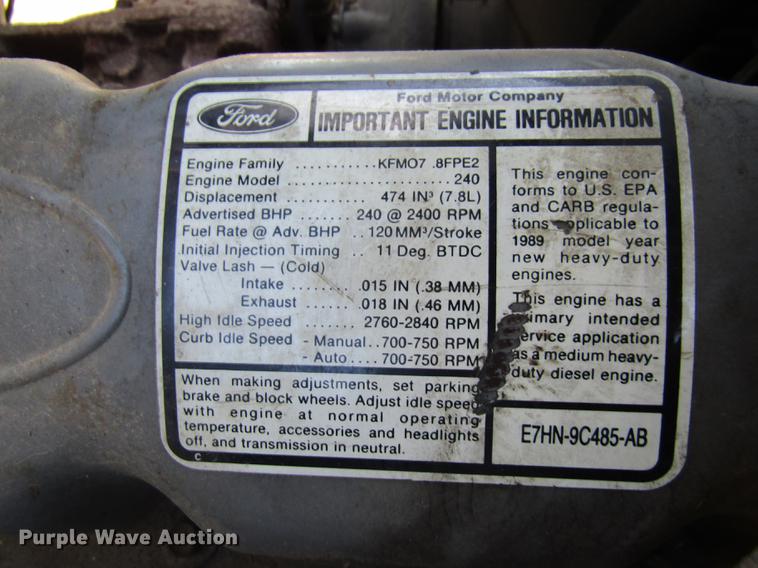 image for item DE5948 1990 Ford LT8000 dump truck