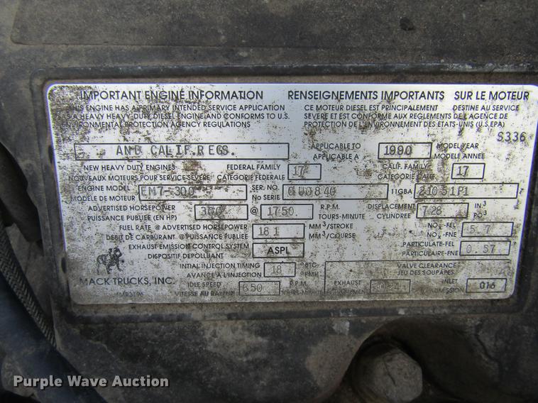 image for item DE5950 1991 Mack RD690S dump truck