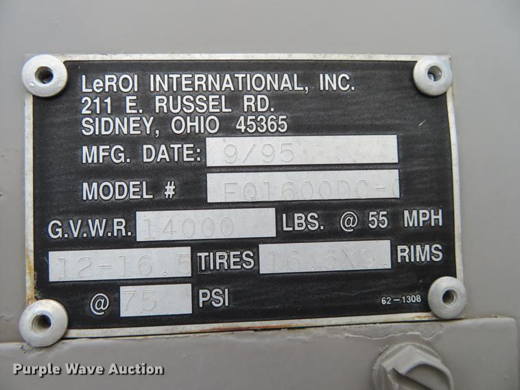 image for item DE6396 1995 Leroi 1600 Versatrol air compressor