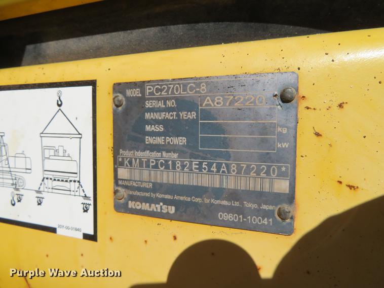 image for item DE6553 2007 Komatsu PC270LC-8 excavator