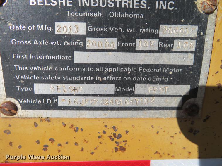 image for item DE6572 2013 Belshe FB9T equipment trailer