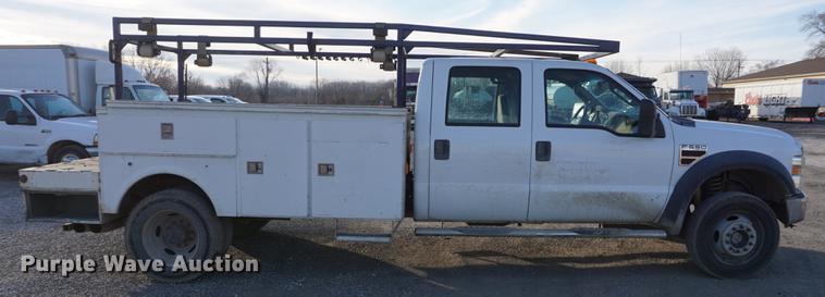 image for item DF1696 2008 Ford F550 Super Duty Crew Cab utility bed truck