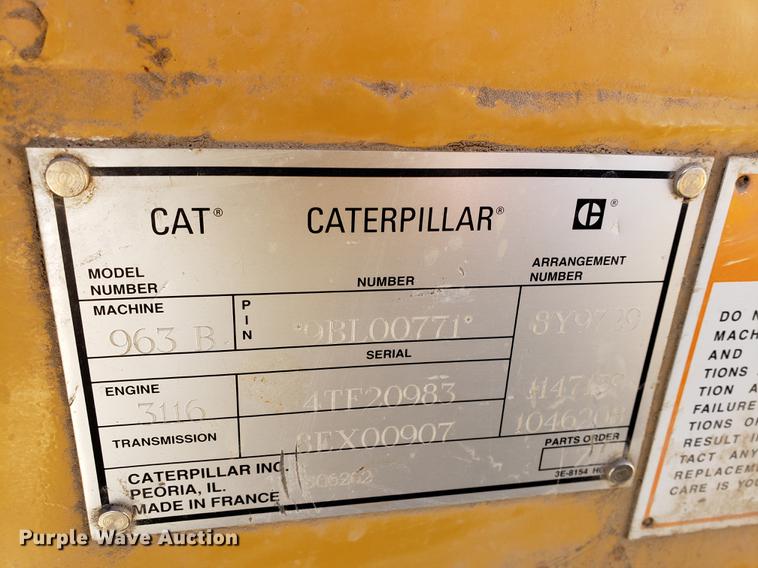 image for item DF2482 1995 Caterpillar 963B track loader