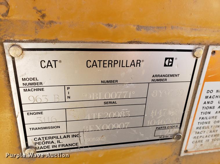 image for item DF2482 1995 Caterpillar 963B track loader