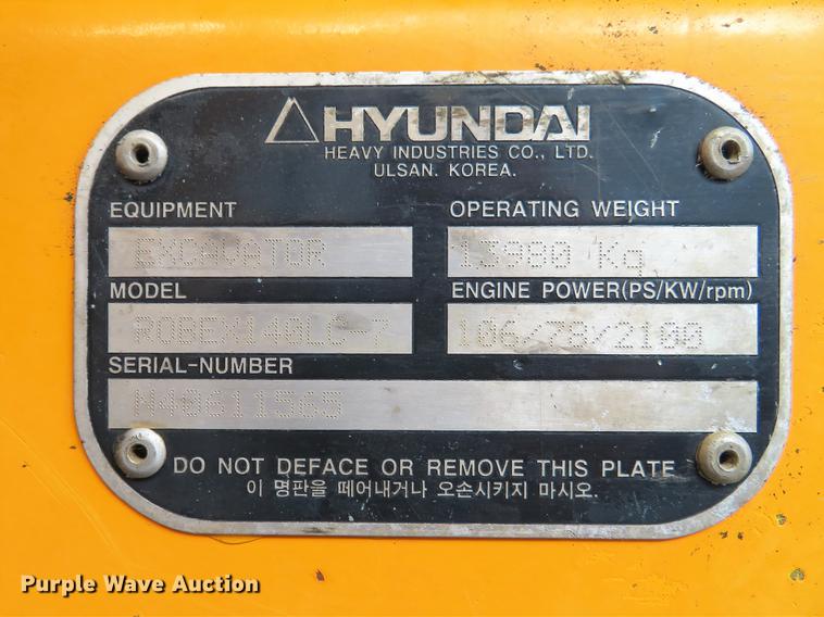 image for item DG3753 2004 Hyundai Robex 140LC-7 excavator