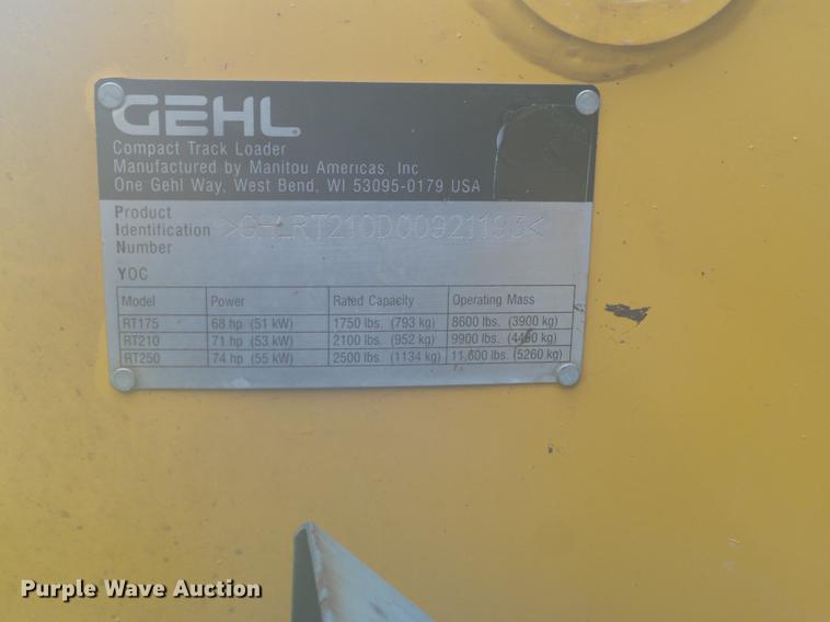 image for item DX9744 2015 Gehl RT210 skid steer