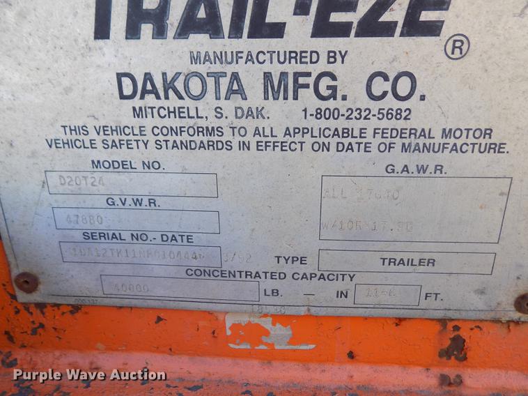 image for item DY9168 1992 Trail-Eze equipment trailer