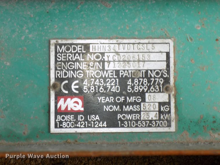 image for item DZ9615 MQ Whiteman HHN34TVDTCSL5 power trowel