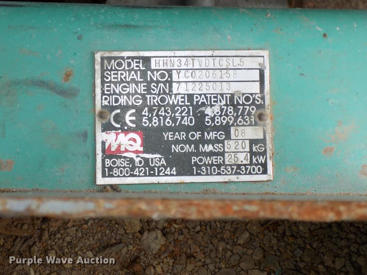 image for item DZ9616 MQ Whiteman HHN34TVDTCSL5 power trowel