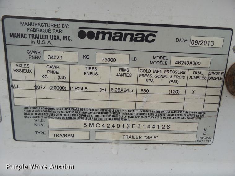 image for item EI9717 2013 CPS Manac 4BZ40A000 bottom dump trailer