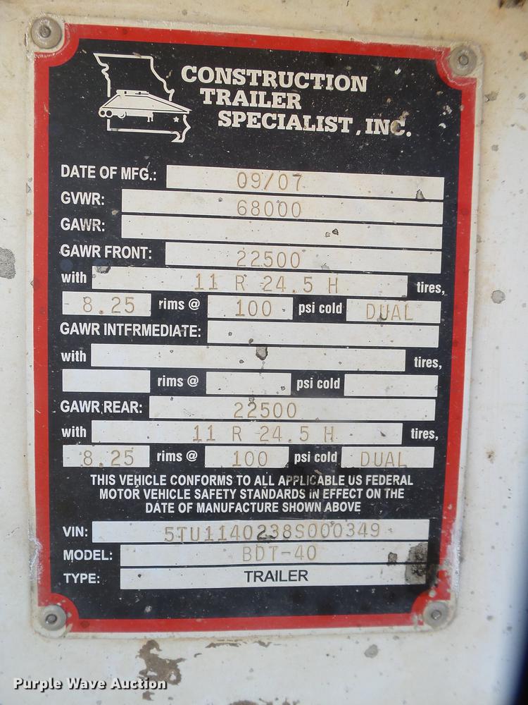 image for item EI9720 2008 CTS BDT-40 bottom dump trailer