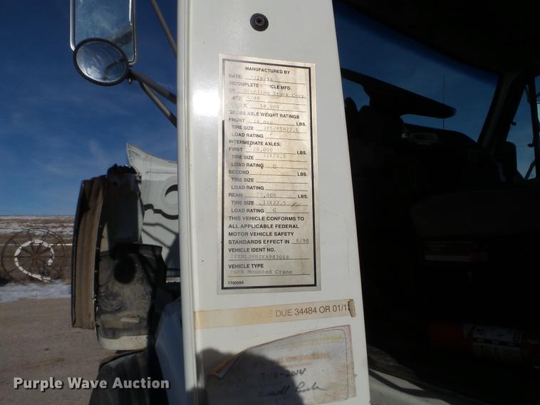 image for item EW9824 1999 Sterling L-Line crane truck