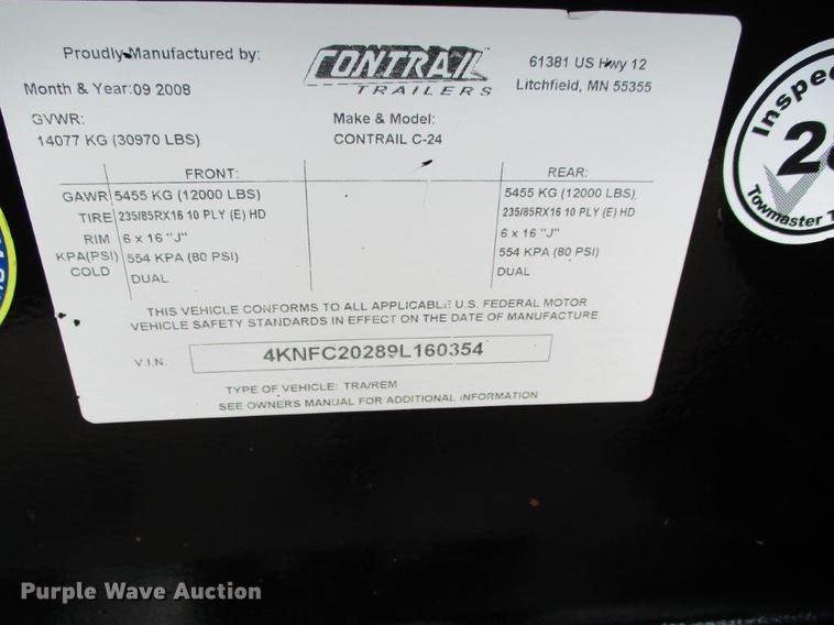 image for item I2998 2009 Towmaster C-24 equipment trailer