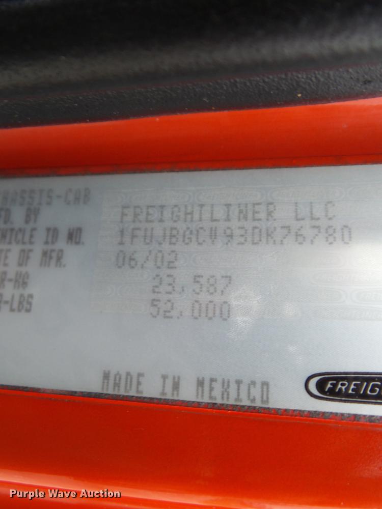 image for item L5731 2003 Freightliner FL112 semi truck