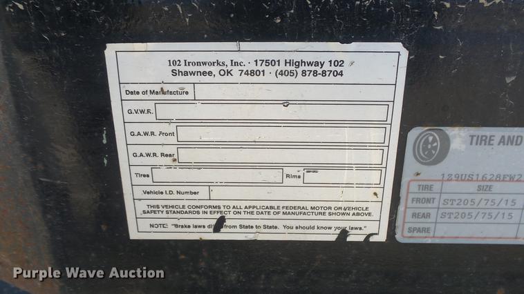 image for item DG2792 2015 102 Ironworks utility trailer