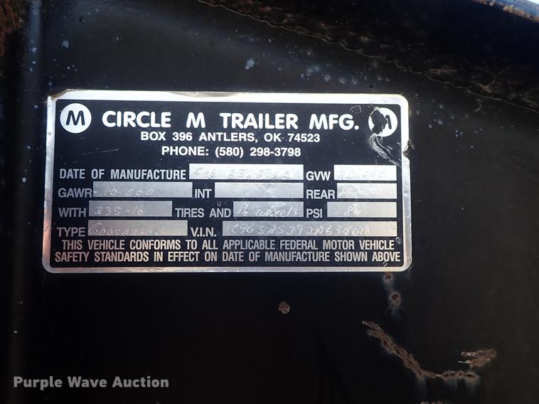 image for item DG2874 2002 Circle M equipment trailer