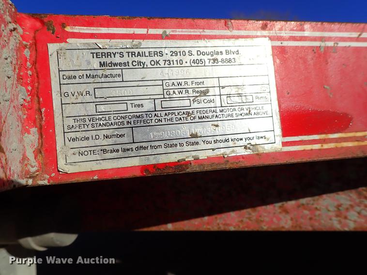 image for item DG2904 1996 Terrys Trailers utility trailer