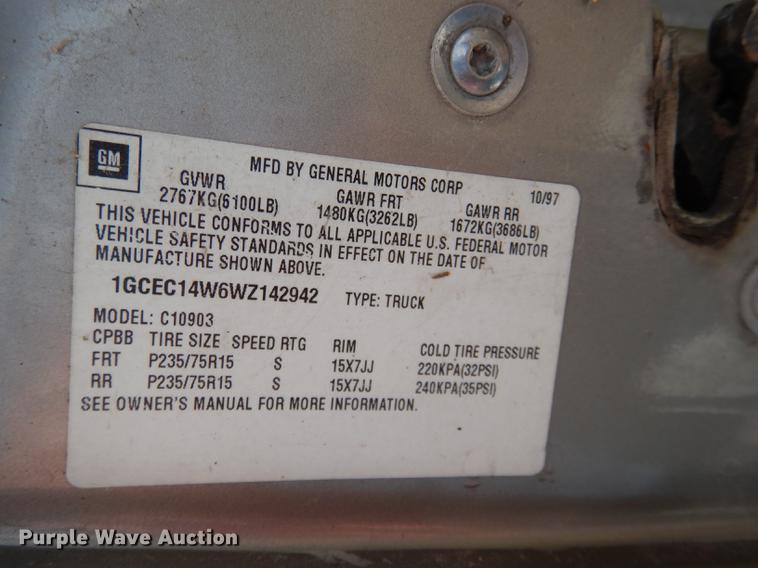 image for item DD8982 1998 Chevrolet 1500 pickup truck