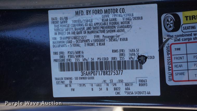 image for item DF1727 2008 Ford Fusion