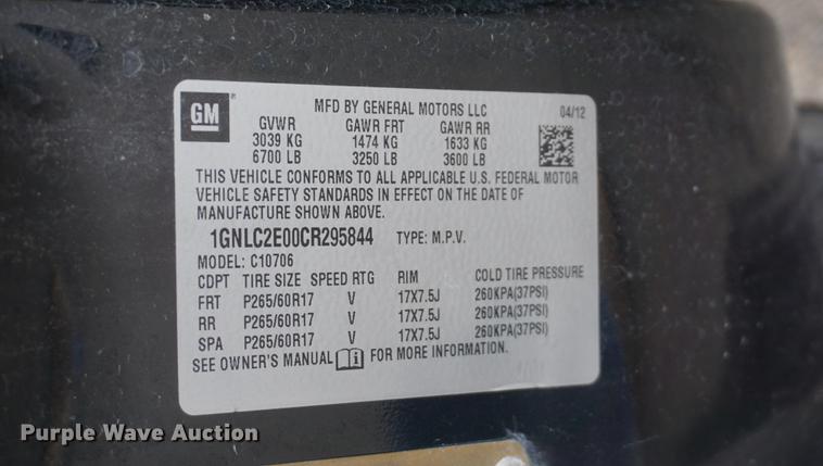 image for item DF1739 2012 Chevrolet Tahoe Police SUV