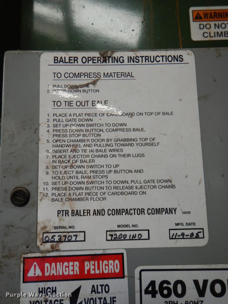 image for item EA9062 2005 PTR vertical cardboard baler