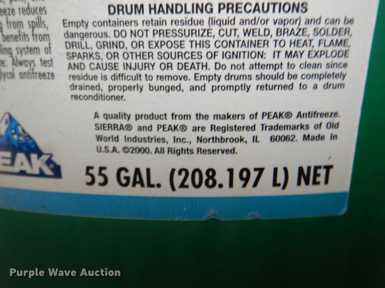 image for item EA9063 55 gallon drum of Peak anti-freeze