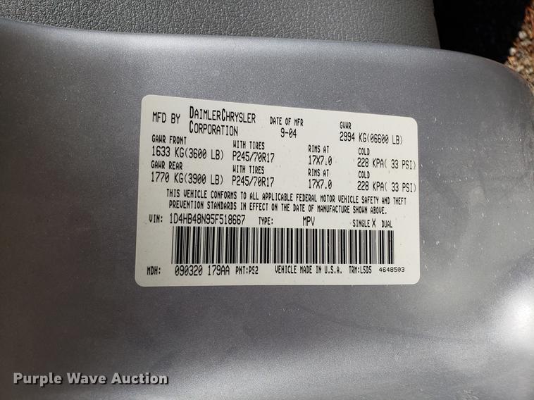 image for item AV9384 2005 Dodge Durango SUV