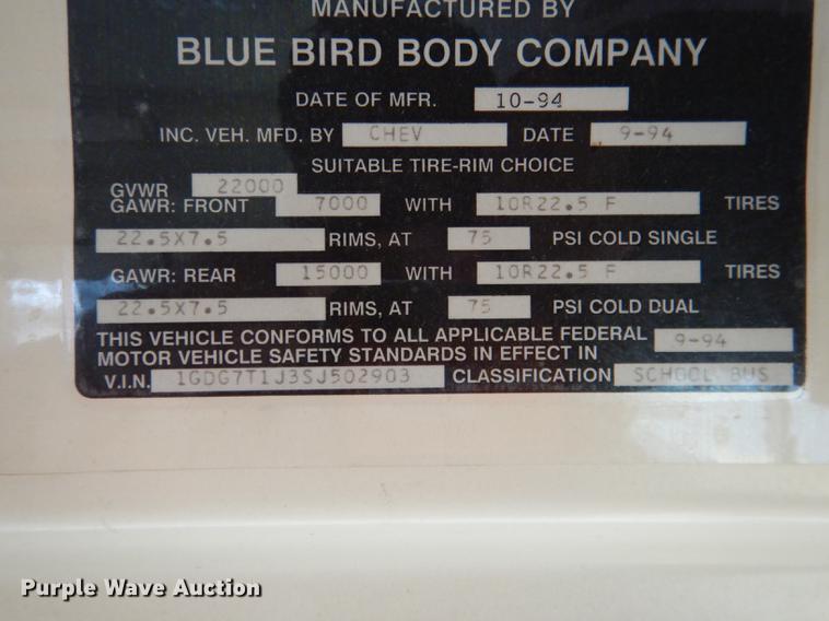 image for item DA3601 1995 GMC B7T042 bus