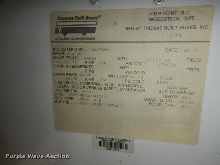 image for item DA3602 1992 International 3800 bus