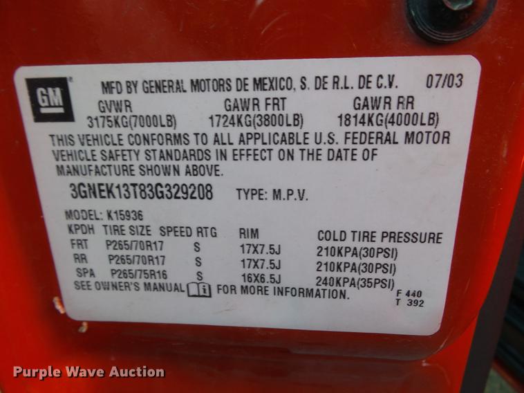 image for item EM9050 2003 Chevrolet Avalanche 1500 pickup truck