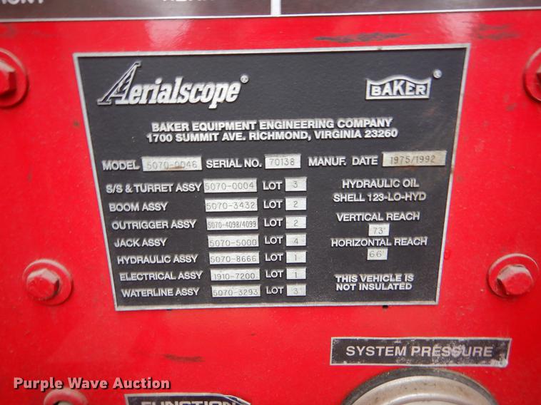 image for item ER9363 1992 Simon-Duplex Aerialscope 75 ladder truck