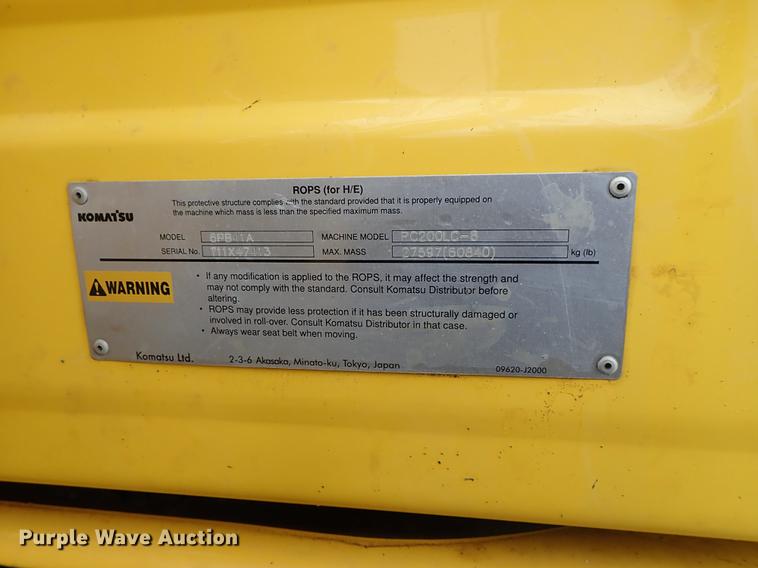 image for item DG2915 2012 Komatsu PC200LC-8 excavator