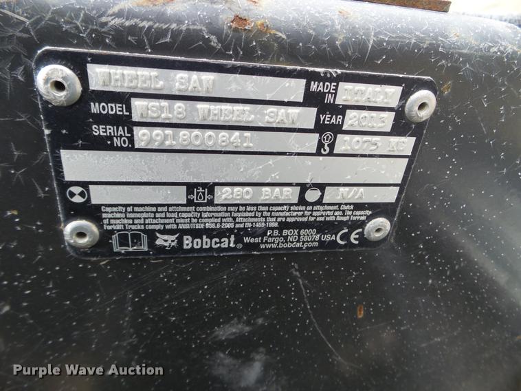 image for item DX9740 2013 Bobcat WS18 wheel saw