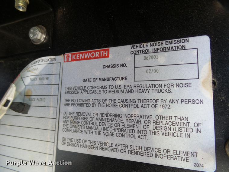 image for item DB2143 2000 Kenworth T800 scale certification truck