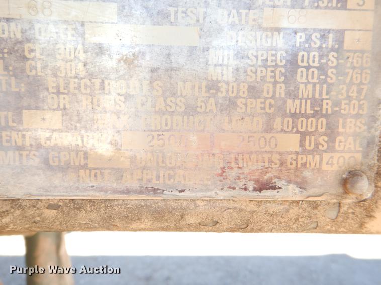 image for item DE0063 1968 Fruehauf IMP tank trailer