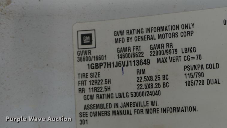 image for item DE3336 1997 Chevrolet C8500 dump truck