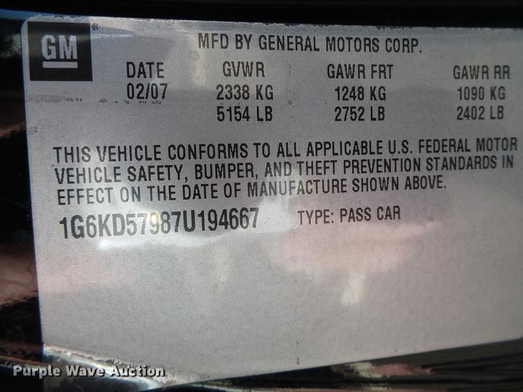 image for item DF2875 2007 Cadillac DTS