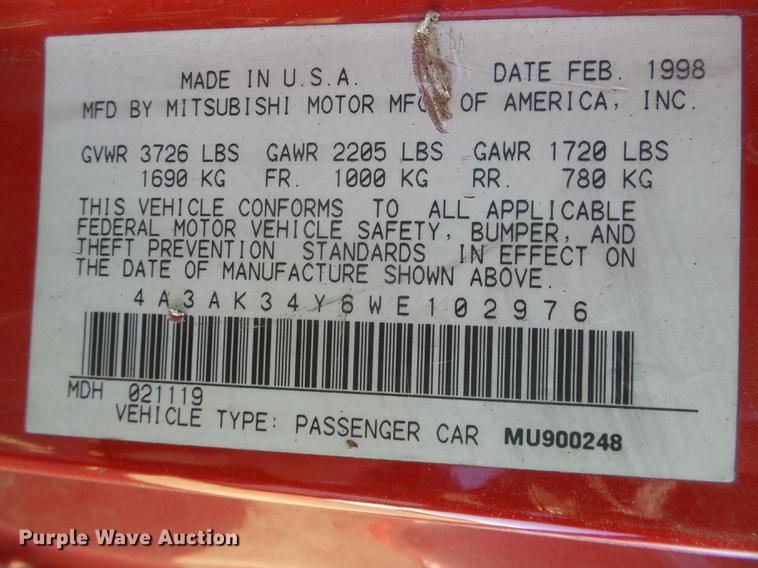 image for item DF2877 1998 Mitsubishi Eclipse