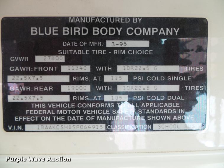 image for item DF2893 1995 Blue Bird  TC2000 school bus