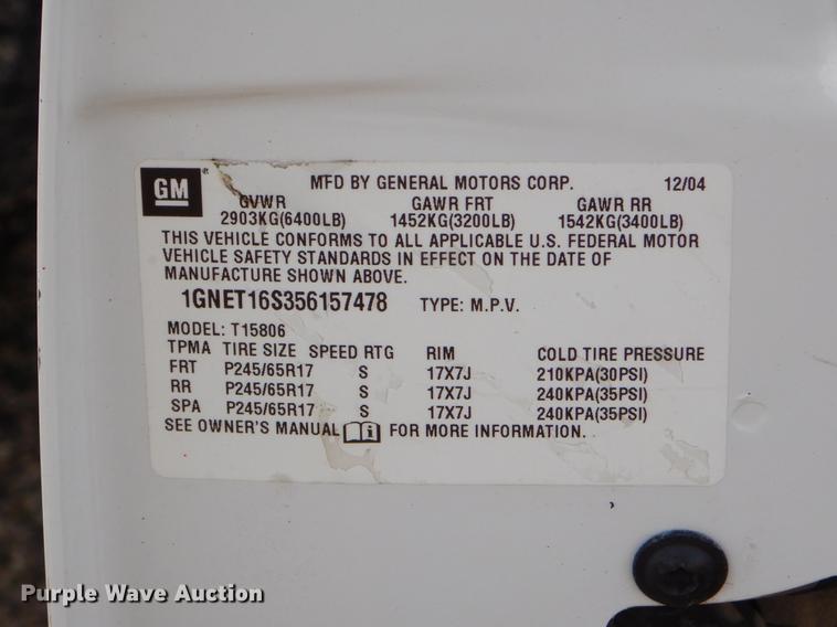 image for item ER9374 2005 Chevrolet TrailBlazer LS SUV