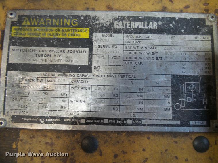 image for item DX9168 Caterpillar EP20KT forklift