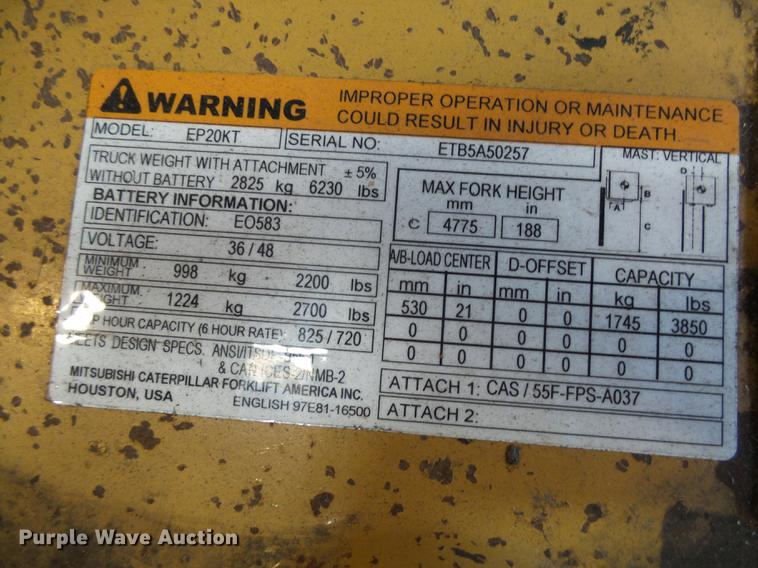 image for item DX9168 Caterpillar EP20KT forklift