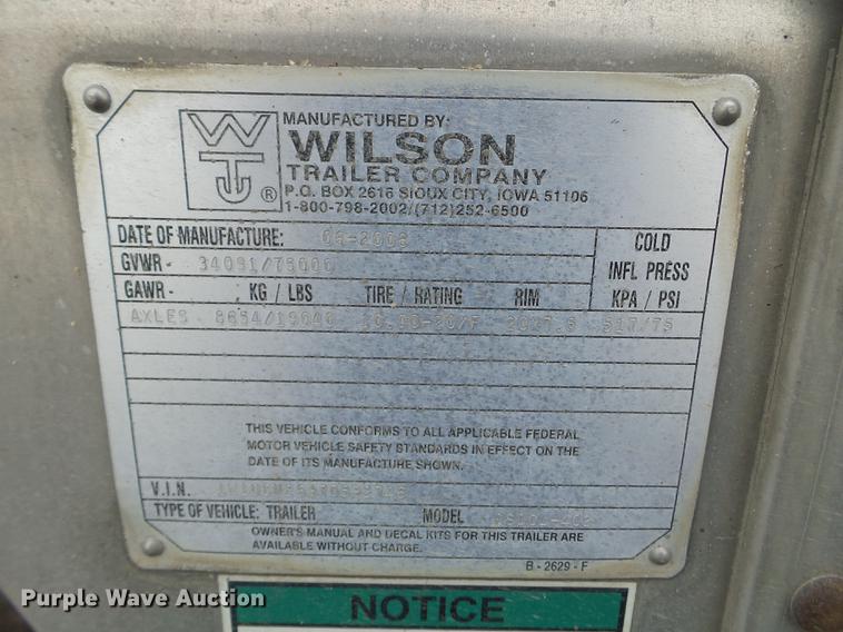 image for item EW9839 2007 Wilson PSDCL-402 livestock trailer