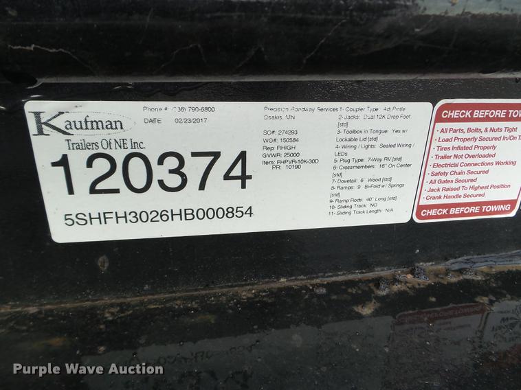 image for item DD0718 2017 Kaufman equipment trailer