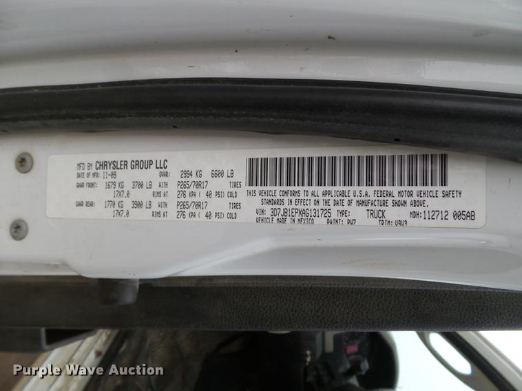 image for item DD0728 2010 Dodge Ram 1500 pickup truck