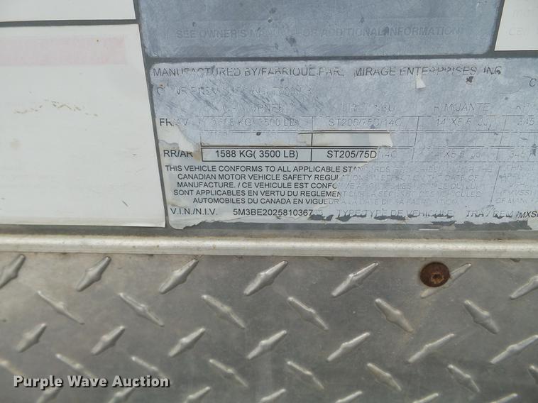 image for item DD0733 2008 Mirage enclosed cargo trailer