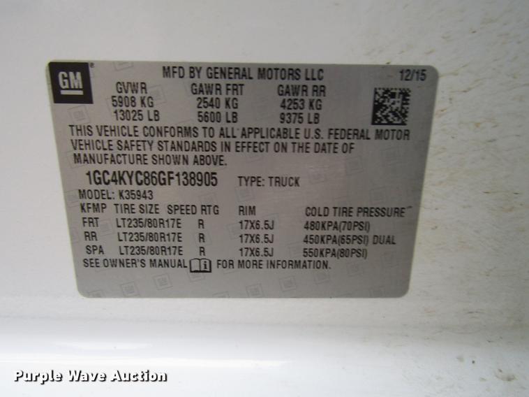 image for item DD0740 2016 Chevrolet Silverado 3500 Crew Cab pickup truck